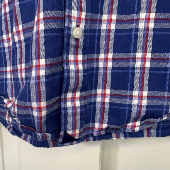 Untuckit 100% Cotton Men's Plaid Button Down Long Sleeve Shirt Blue/Red XL - Picture 3 of 7
